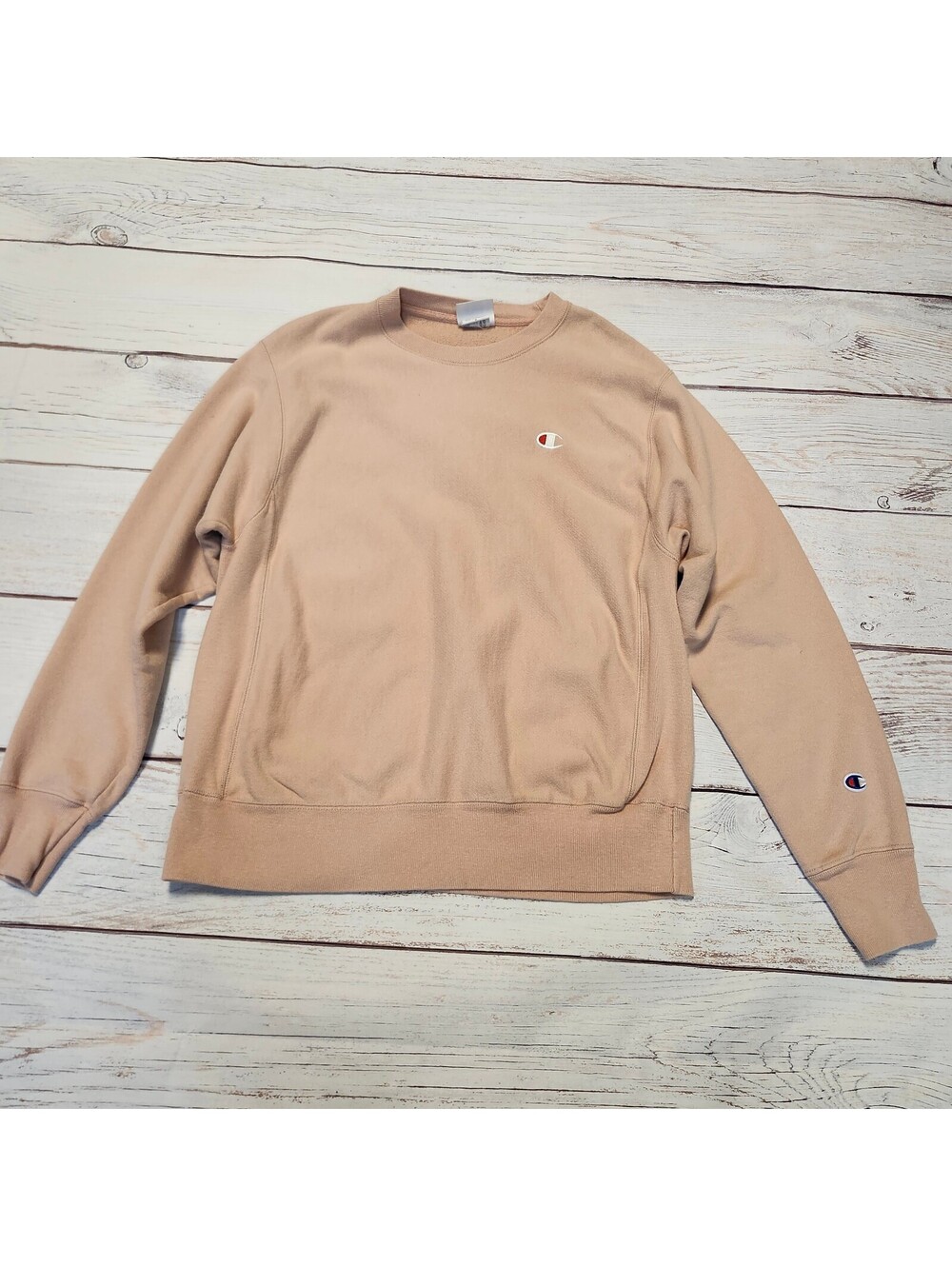 Champion Reverse Weave Medium Crewneck Sweatshirt in Tan